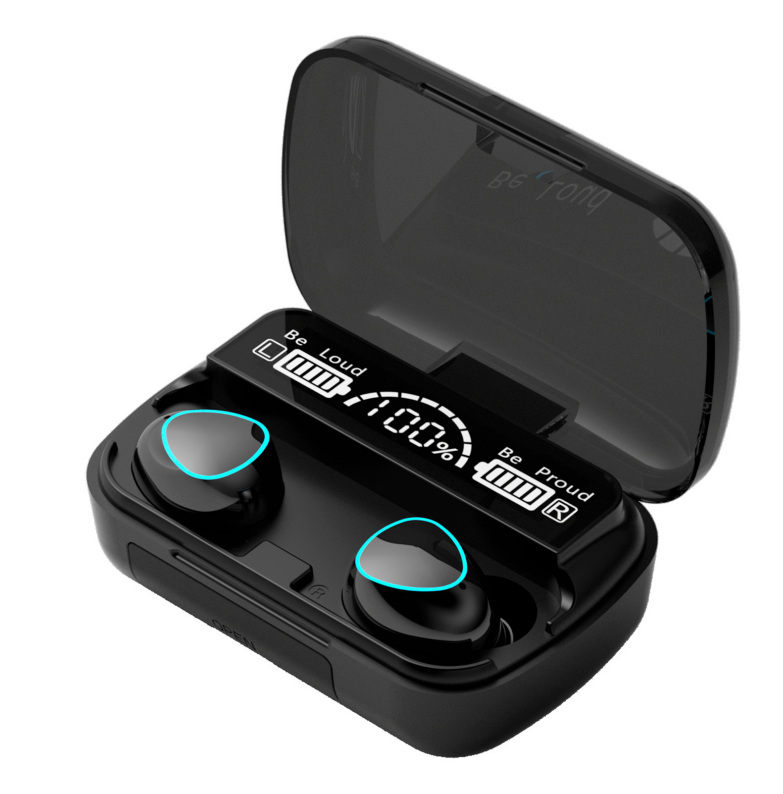 Promotional true wireless stereo bluetooth earbuds with led display case